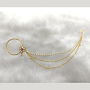 Tarangavi Pearl With Kundan Gold Plated Layer Nose Ring