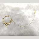Tarangavi Pearl With Kundan Gold Plated Trendy Nose Ring