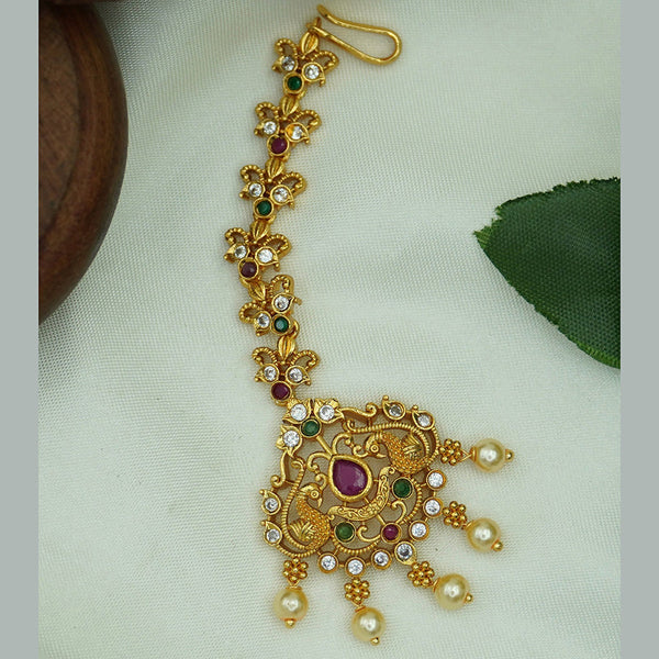 Diksha Collection Gold Plated Pota Stone Maangtikka