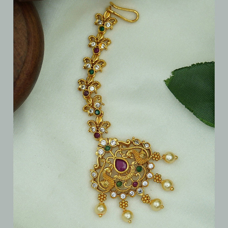 Diksha Collection Gold Plated Pota Stone Maangtikka