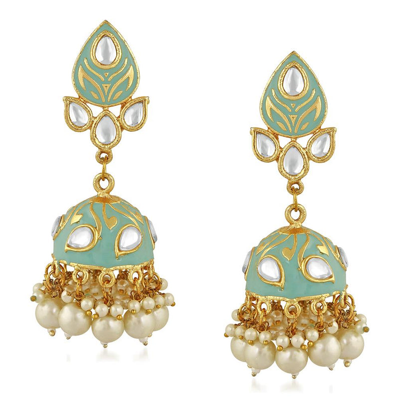 Mahi Traditional Meenakari Work Jhumka Earrings with Kundan for Women (VECJ100215)