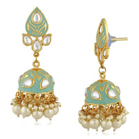 Mahi Traditional Meenakari Work Jhumka Earrings with Kundan for Women (VECJ100215)