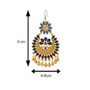 Mahi Blue Meenakari Work Floral Dangler Earrings with Ghungroo for Women(VECJ100217Blu)