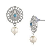 Mahi Sky Blue Kundan and Artificial Pearl Traditional Dangler Earrings for Women (VECJ100220)