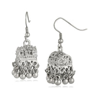 Mahi Rhodium Plated Traditional Jhumki Earrings for Womens(VECJ100222)