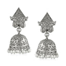 Mahi Rhodium Plated Traditional Ethnic Jhumka Earrings for Women (VECJ100228)