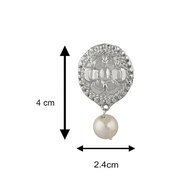 Mahi Rhodium Plated Traditional Dangler Earrings with Artificial Pearl for Women (VECJ100229)