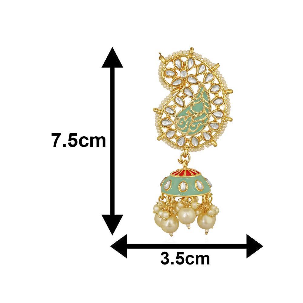 Mahi Rosegold Plated Ethnic Meenakari work Peacock Jhumki Dangler Earrings with Kundan for Women (VECJ100242)