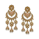 Mahi Traditional Floral Heart Layered Jhumki Long Dangler with Kundan and Artificial Pearl for Women (VECJ100243)