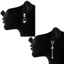Mahi Combo of 2 American Diamond Rhodium Plated Party Wear Earrings for Women (VERCO001043)