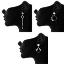 Mahi Combo of 3 Rhodium Plated Long Dangle Earrings for Women (VERCO001051)