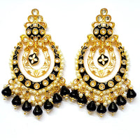 Veekee Fashion Gold Plated Kundan Stone & Meenakari & Beads Dangler Earrings