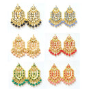 Veekee Fashion Gold Plated Kundan Stone & Meenakari & Beads Dangler Earrings