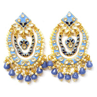 Veekee Fashion Gold Plated Kundan Stone & Meenakari & Beads Dangler Earrings