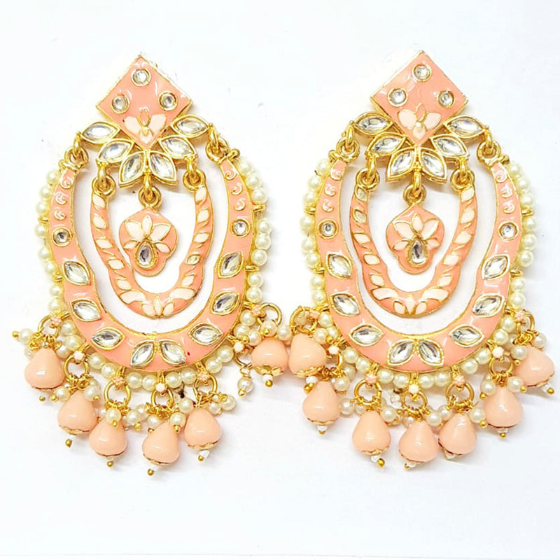 Veekee Fashion Gold Plated Kundan Stone & Meenakari & Beads Dangler Earrings