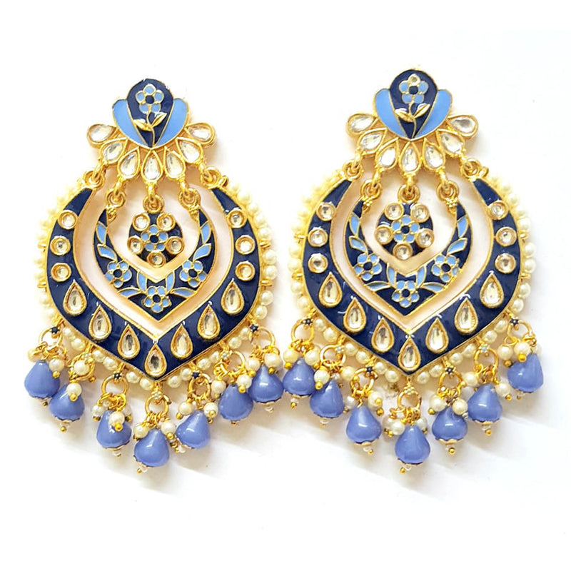 Veekee Fashion Gold Plated Kundan Stone & Meenakari & Beads Dangler Earrings