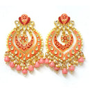 Veekee Fashion Gold Plated Kundan Stone & Meenakari & Beads Dangler Earrings