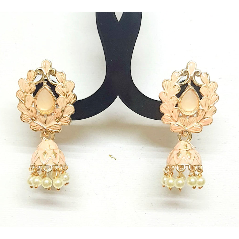 Veekee Fashion Pack of 12 Multi Colors Rose Gold Plated Meenakari Small Jhumki Earrings