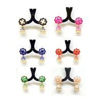 Veekee Fashion Pack of 12 Multi Colors Rose Gold Plated Meenakari Small Jhumki Earrings