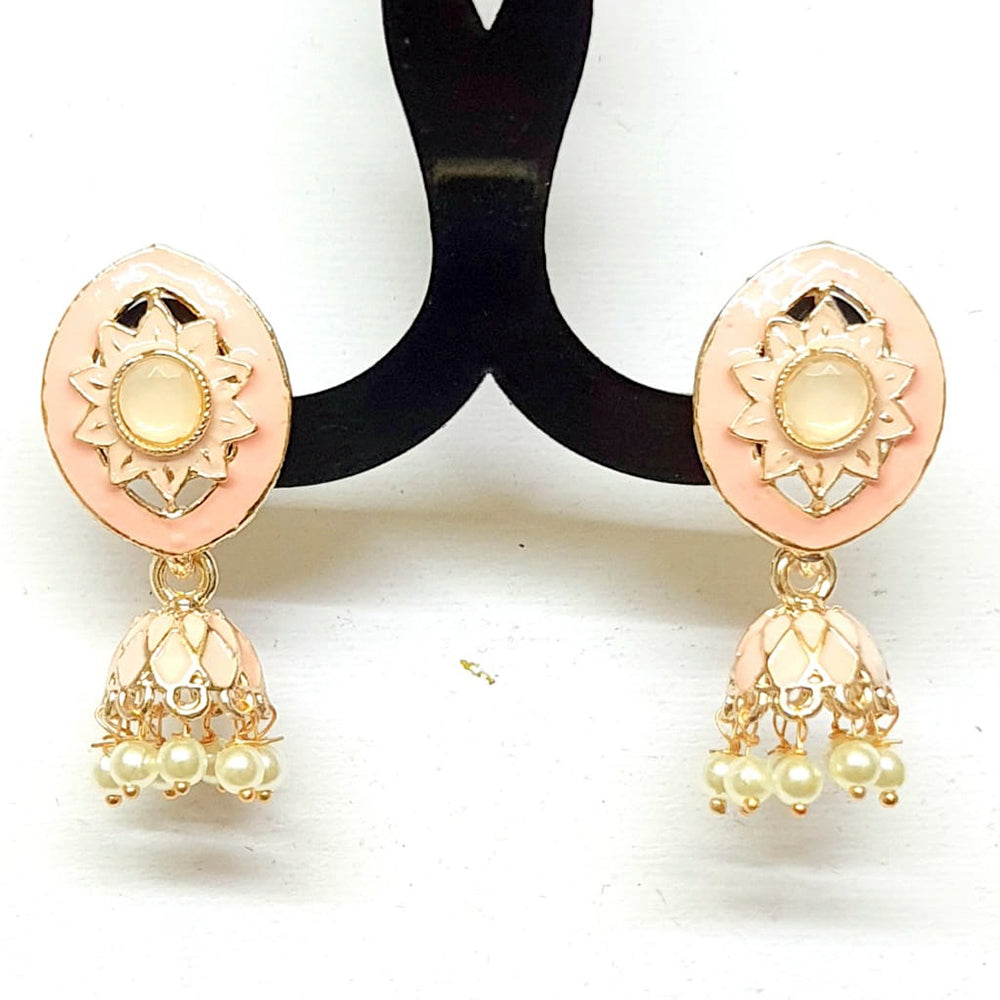 Veekee Fashion Pack of 12 Multi Colors Rose Gold Plated Meenakari Small Jhumki Earrings