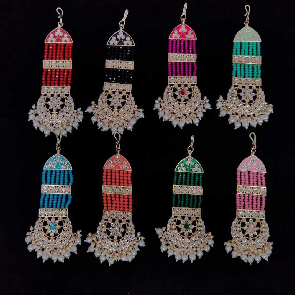 Vaamika Gold Plated Kundan Stone & Beads Maang Tikka