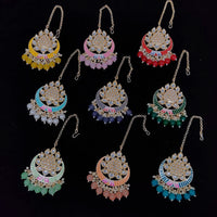 Vaamika Gold Plated  Meenakari & Kundan Stone & Beads Maang Tikka