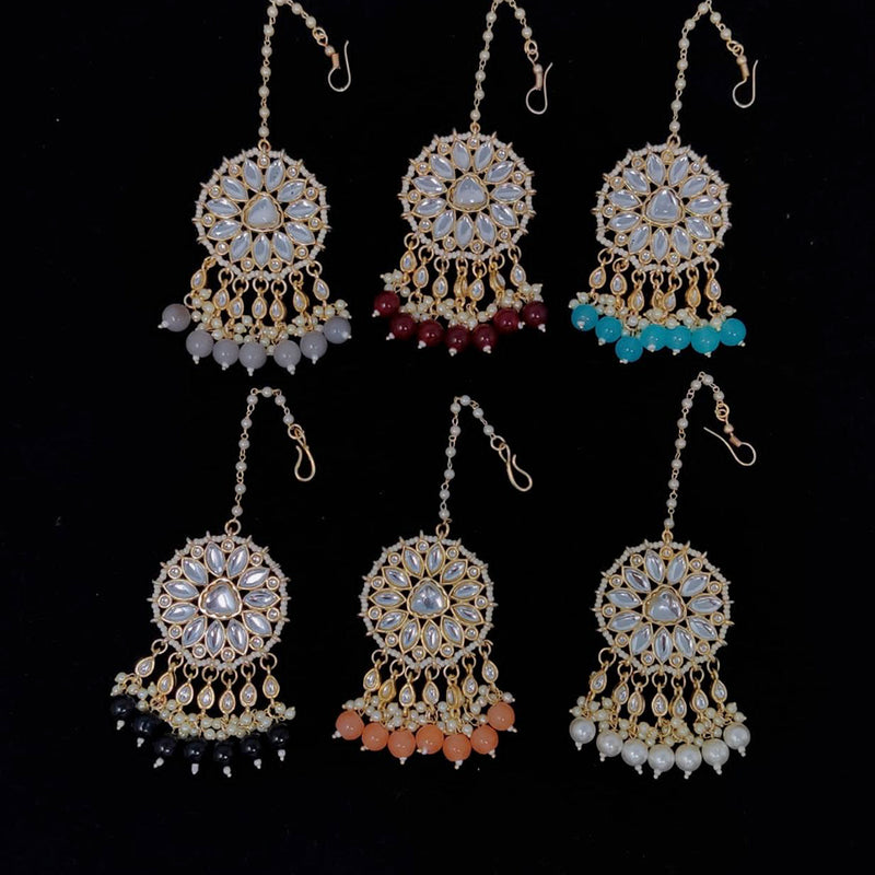 Vaamika Gold Plated Kundan Stone & Beads Maang Tikka