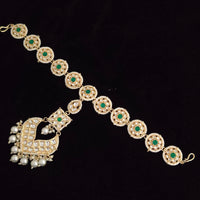 Vaamika Gold Plated Kundan Stone & Pearl Sheeshphool / Headband Hair Accessories For Women