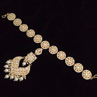 Vaamika Gold Plated Kundan Stone & Pearl Sheeshphool / Headband Hair Accessories For Women