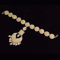 Vaamika Gold Plated Kundan Stone & Pearl Sheeshphool / Headband Hair Accessories For Women