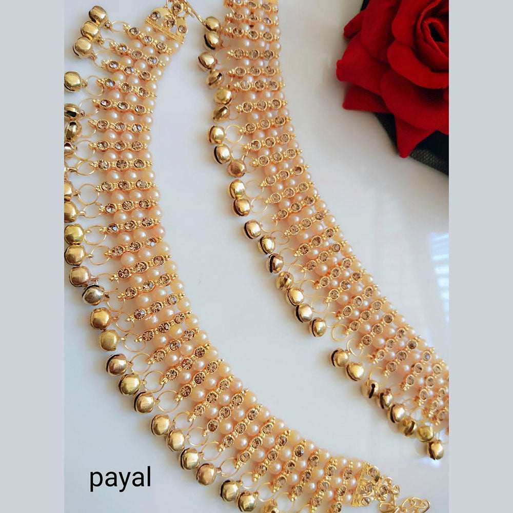 Vaamika Gold Plated Austrian Stone & Pearl Payal