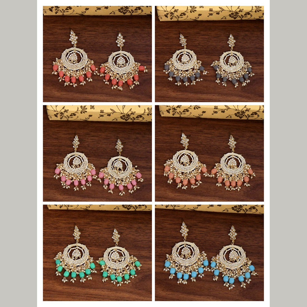 Vaamika Gold Plated Pack Of 6 Kundan Stone & Beads Dangler Earrings