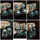 Vaamika Pack Of 6 Black Polish Jhumka Earrings