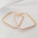Vaamika Gold Plated Square Pearl Hoops Earrings