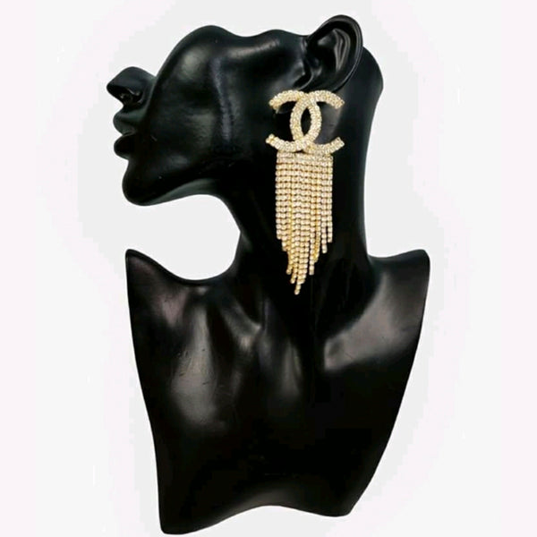 Vaamika Austrian Stone Chanel Zircoin Dangler Earrings