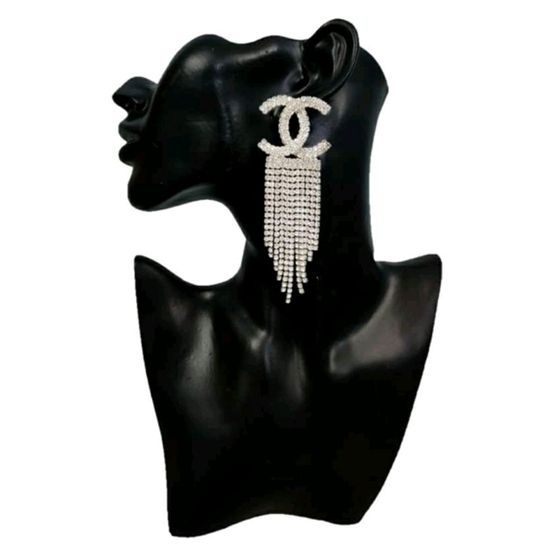 Vaamika Austrian Stone Chanel Zircoin Dangler Earrings