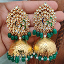 Vaamika Gold Plated Kundan Stone And Beads Jhumki Earrings