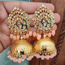 Vaamika Gold Plated Kundan Stone And Beads Jhumki Earrings