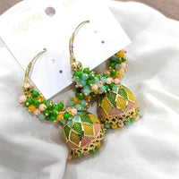 Vaamika Gold Plated Meenakari & Beads Jhumki Earrings