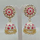 Vaamika Gold Plated Kundan Stone & Meenakari Jhumki Earrings