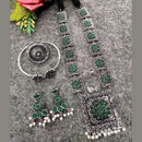 Vaamika Long Oxidised  Necklace Combo Set With Stunning Earrings, Nosepin, Kada Bracelet And Big size Finger Ring