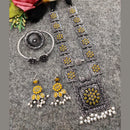 Vaamika Long Oxidised  Necklace Combo Set With Stunning Earrings, Nosepin, Kada Bracelet And Big size Finger Ring