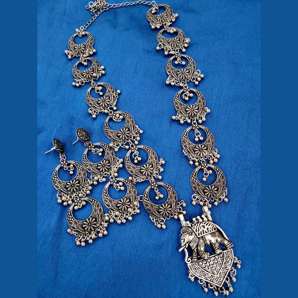 Vaamika Oxidized Plated Long Necklace Set