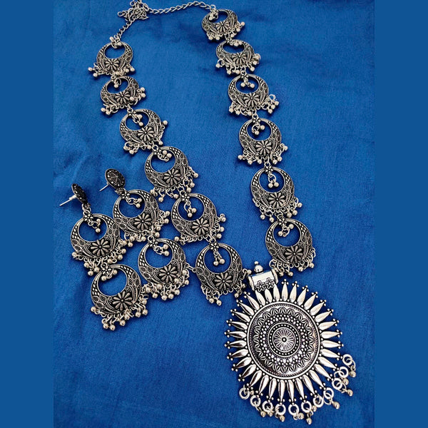 Vaamika Oxidized Plated Long Necklace Set