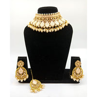 Vaamika Gold Plated Kundan Stone & Meenakari & Beads Necklace Set