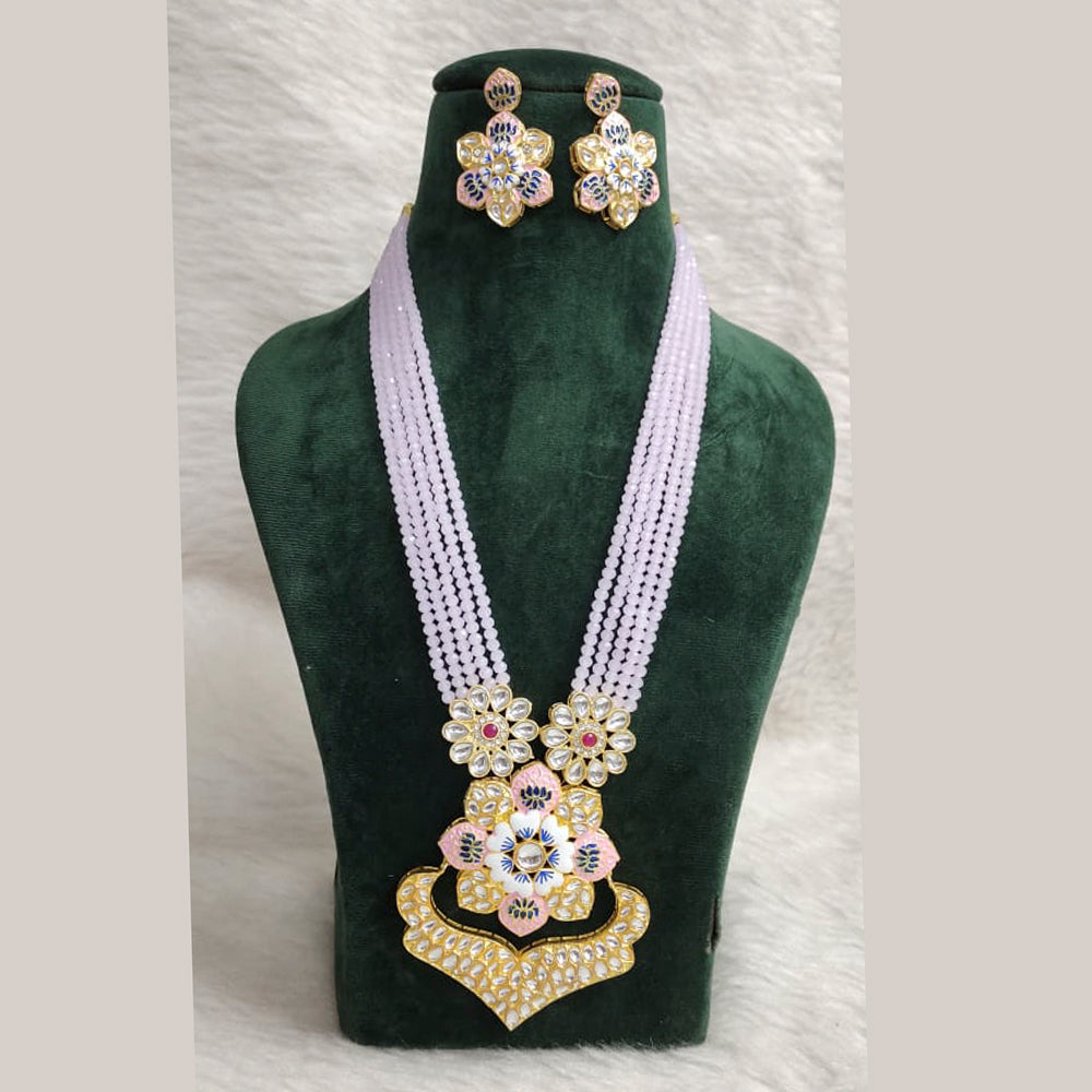 Vaamika Gold Plated Meenakari & Kundan & Beads Long Necklace Set