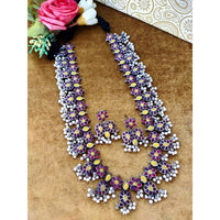 Vaamika Oxidized Plated Pota Stone & Pearl & Necklace Set