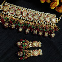 Vaamika Gold Plated Meenakari & Kundan & Beads Choker Necklace Set