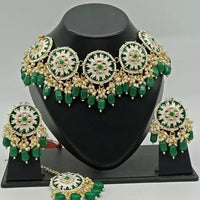 Vaamika Gold Plated Kundan Stone & Meenakari & Beads Necklace Set