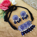 Vaamika Oxidized Plated Pota Stone & Beads Thread Necklace Set